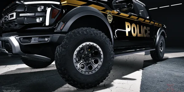 Police truck with custom graphics - Graphics Department